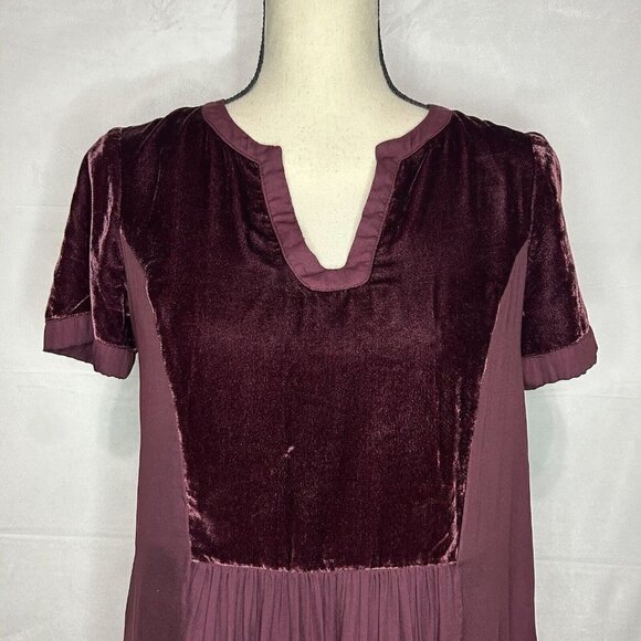 Anthropologie MAEVE Ingrid Velvet Dress Tunic Burgundy Maroon Size XSP Petite - Picture 2 of 8